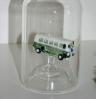 Glasflasche Geschenkflasche mit Sujet VW Bus grün