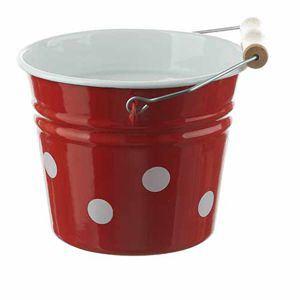 Kindereimer Emaille rot mit weissen Tupfen