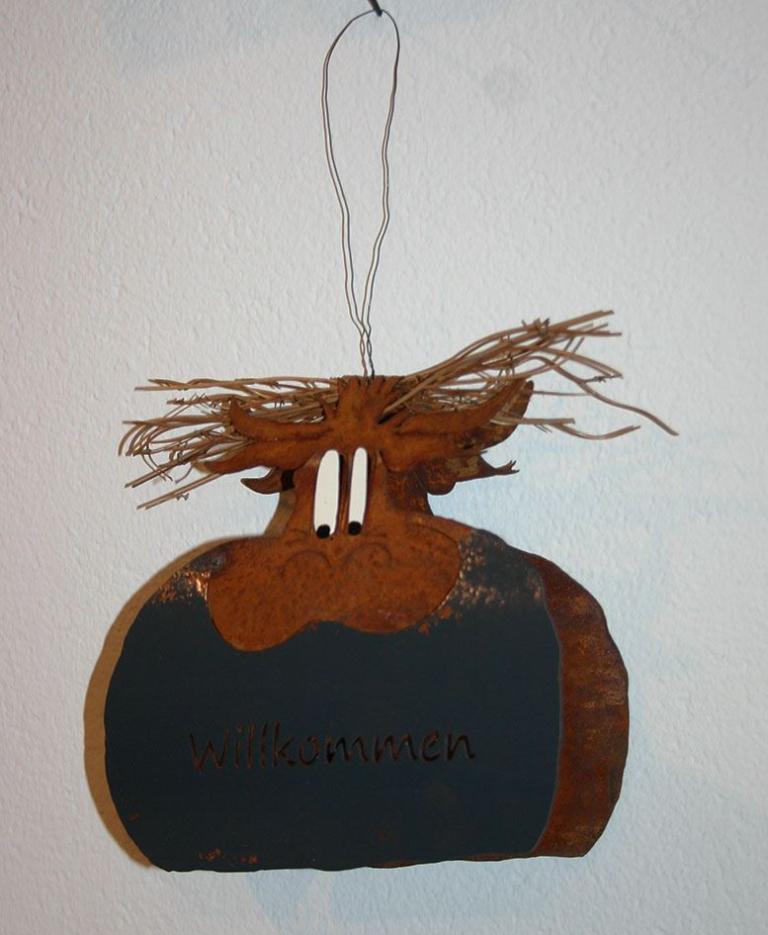 Türhänger Metall Designer-Kuh Willkommen