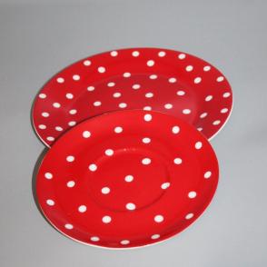 Tellerset rot getupft