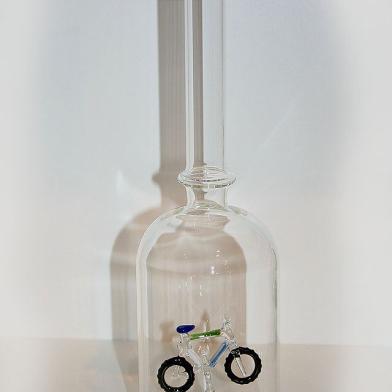 Glasflasche Geschenkflasche mit Sujet Bike Velo
