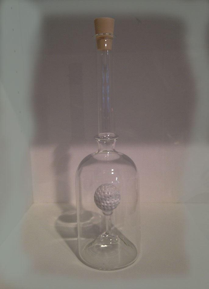 Glasflasche Geschenkflasche mit Sujet Golfball