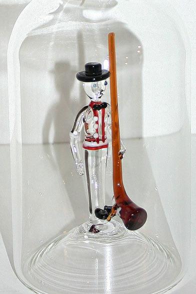 Glasflasche Geschenkflasche mit Sujet Alphornbläser