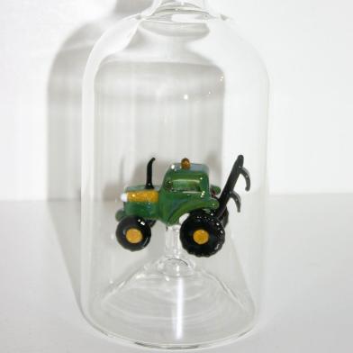 Glasflasche Geschenkflasche mit Sujet Traktor