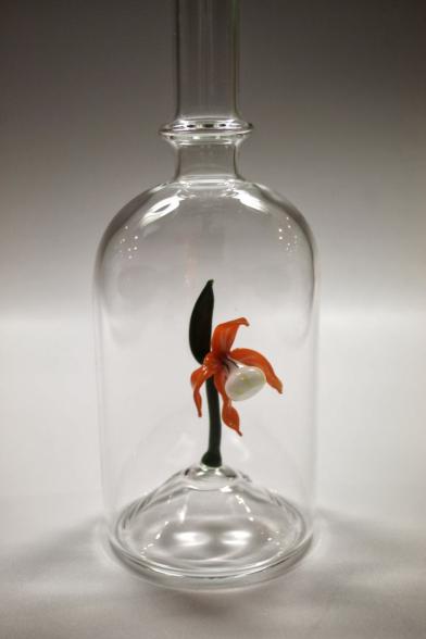Glasflasche Geschenkflasche mit Sujet Orchidee Lillie