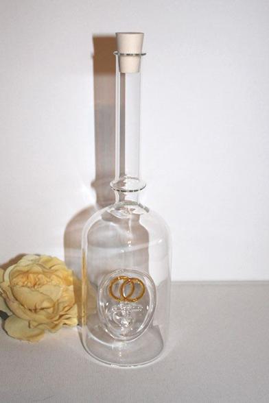 Liquör- / Schnapsflasche mit Sujet Ringe