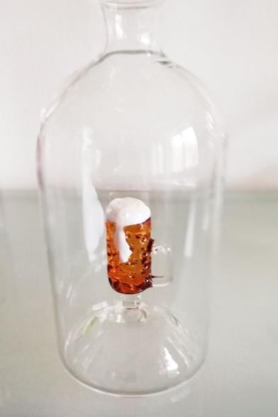 Glasflasche Geschenkflasche mit Sujet Bierkrug