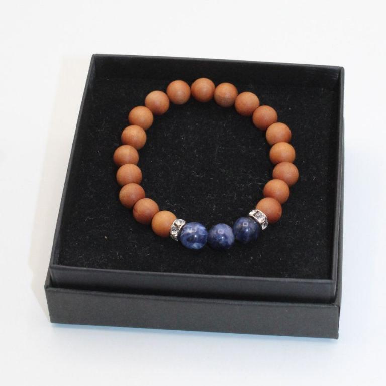 Holzperlan-Armband Apfelholz mit Sodalith Kugeln (Kreativität)