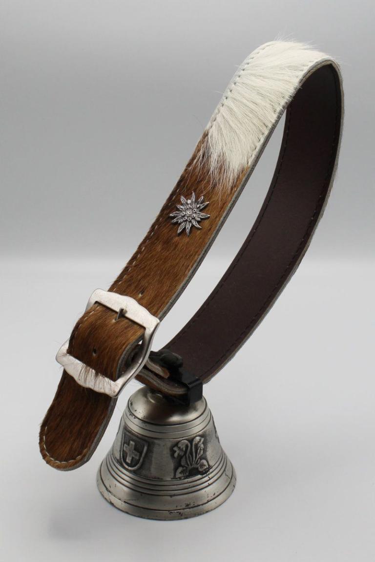 Cowbell, Kuhglocke mit Fell-Lederriemen Swissmade